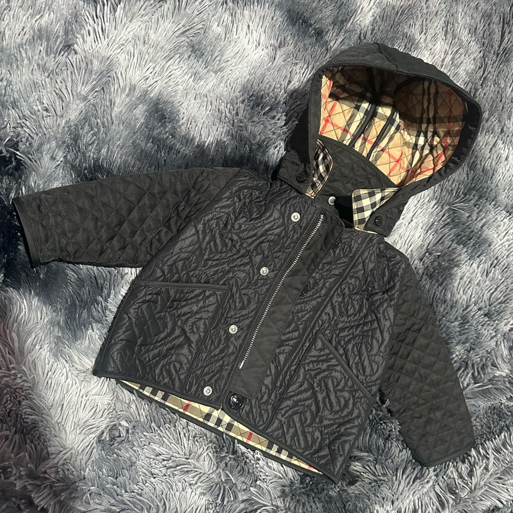 Quilted Black Burberry Jacket with Hood